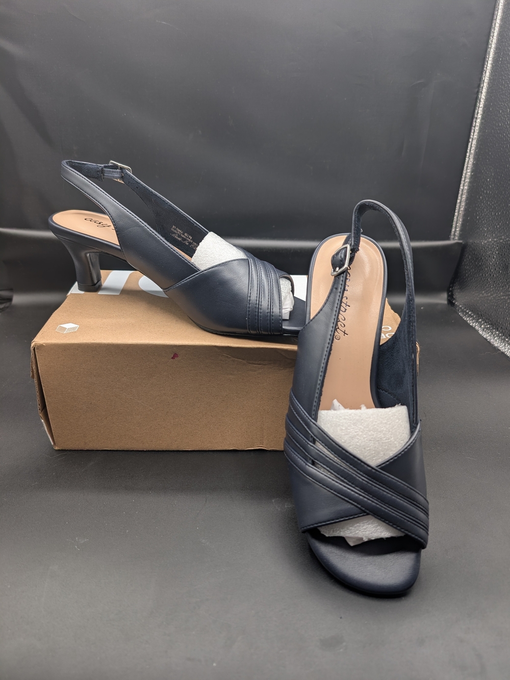 Comfortiva Women’s Navy Slingback Heeled Sandal